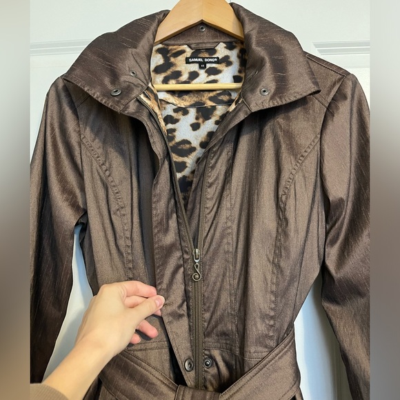 Samuel Dong Bronze Belted Bubble Trench Coat - Picture 6 of 11